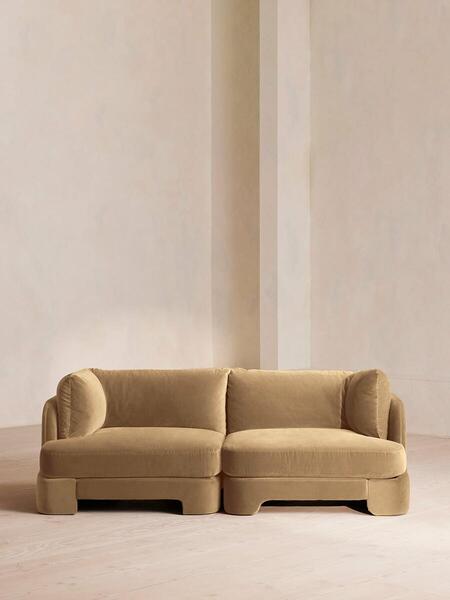  Soho Home Odell Modular Sofa, Three Seater, Velvet, Camel 