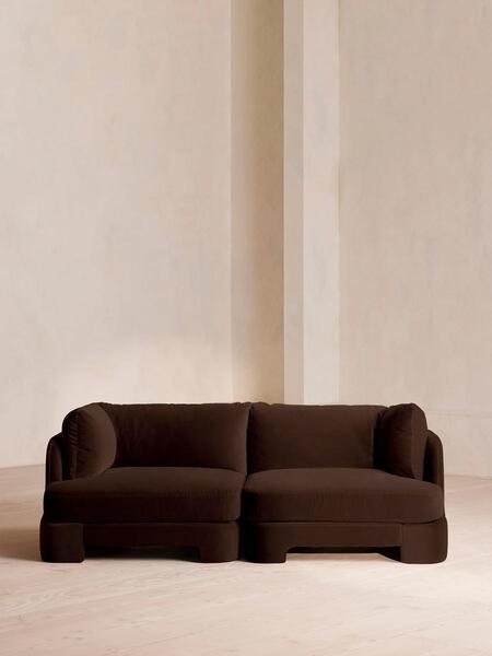  Soho Home Odell Modular Sofa, Three Seater, Velvet, Chocolate 