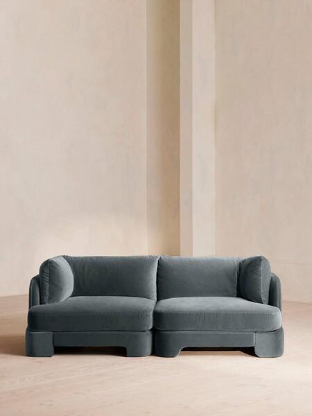  Soho Home Odell Modular Sofa, Three Seater, Velvet, Grey Blue 