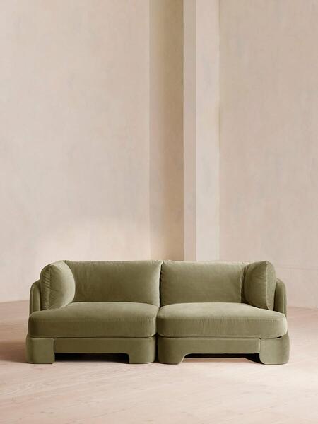  Soho Home Odell Modular Sofa, Three Seater, Velvet, Lichen 