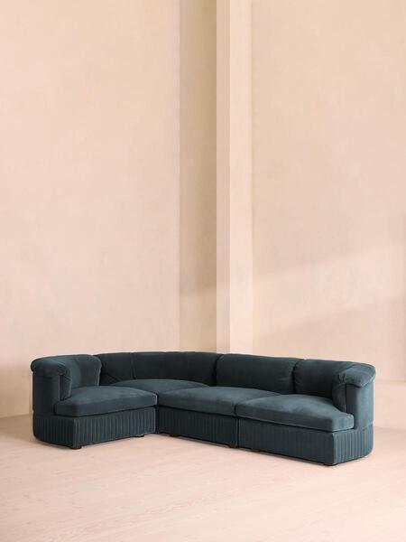  Soho Home Oona Modular Sofa, L Shape Sofa, Velvet Grey Blue Uk 