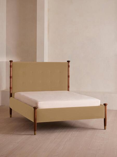  Soho Home Paolo Bed, Double, Velvet, Camel 