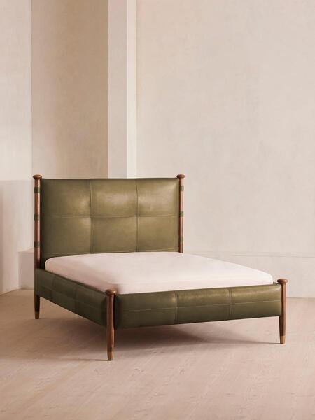  Soho Home Paolo Bed, Super King, Leather, Moss 