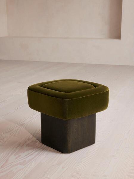 Soho Home Ralph Footstool, Velvet, Olive 