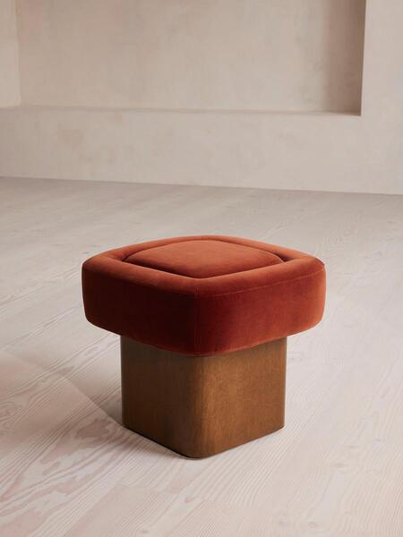  Soho Home Ralph Footstool, Velvet, Rust 
