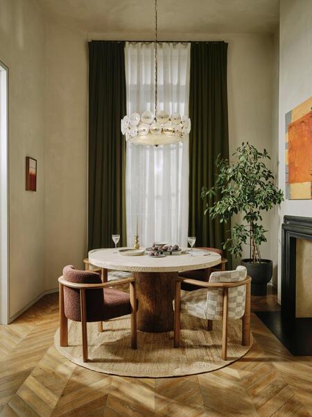  Soho Home Ramsey Dining Table, Round, Travertine 