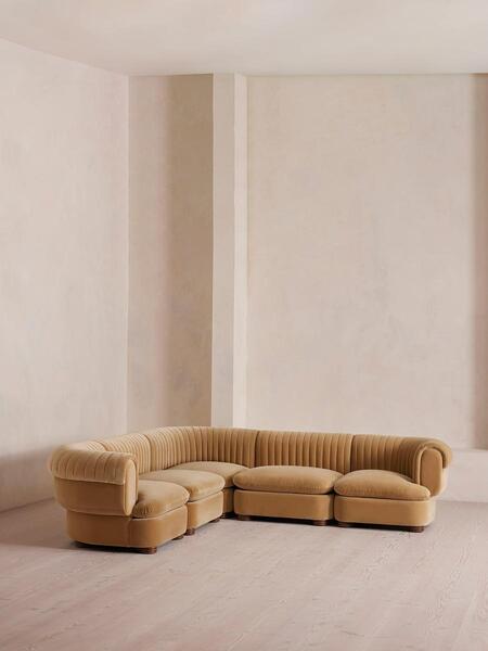  Soho Home Rava Modular Sofa, Corner Sofa, Velvet, Camel 