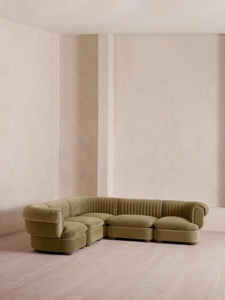  Soho Home Rava Modular Sofa, Corner Sofa, Velvet, Lichen 