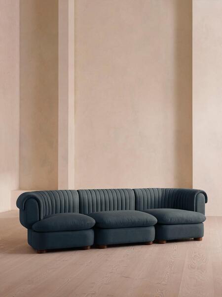  Soho Home Rava Modular Sofa, Four Seater, Linen, Prussian Blue 