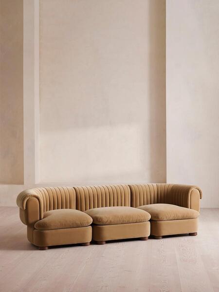  Soho Home Rava Modular Sofa, Four Seater, Velvet, Camel 