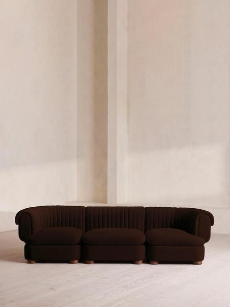  Soho Home Rava Modular Sofa, Four Seater, Velvet, Chocolate 