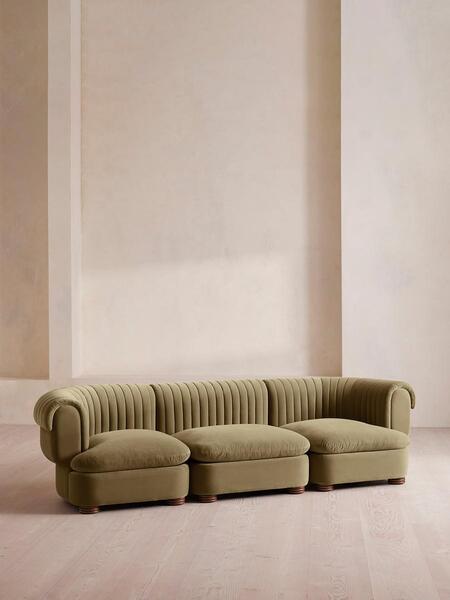  Soho Home Rava Modular Sofa, Four Seater, Velvet, Lichen 