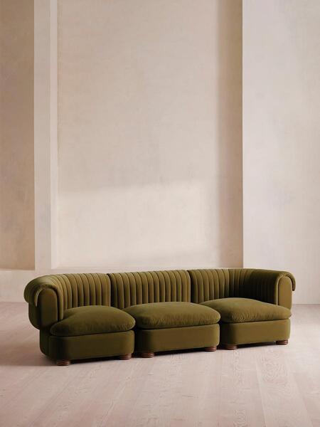  Soho Home Rava Modular Sofa, Four Seater, Velvet, Olive 