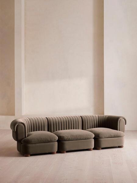  Soho Home Rava Modular Sofa, Four Seater, Velvet, Taupe 