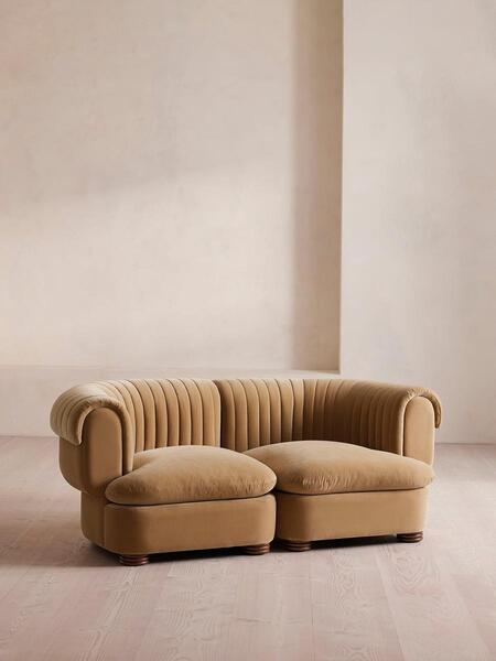  Soho Home Rava Modular Sofa, Three Seater, Velvet, Camel 