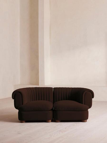  Soho Home Rava Modular Sofa, Three Seater, Velvet, Chocolate 