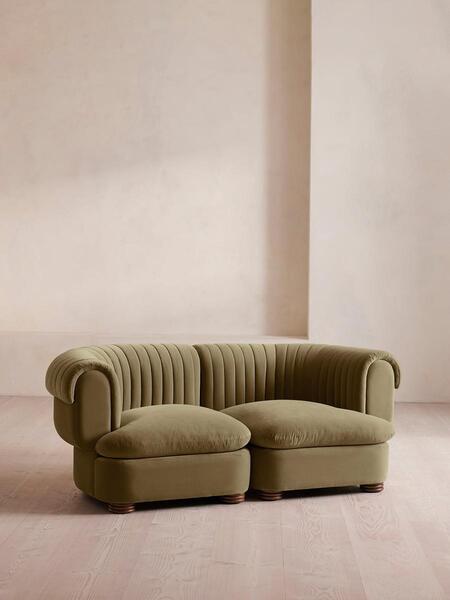  Soho Home Rava Modular Sofa, Three Seater, Velvet, Lichen, 