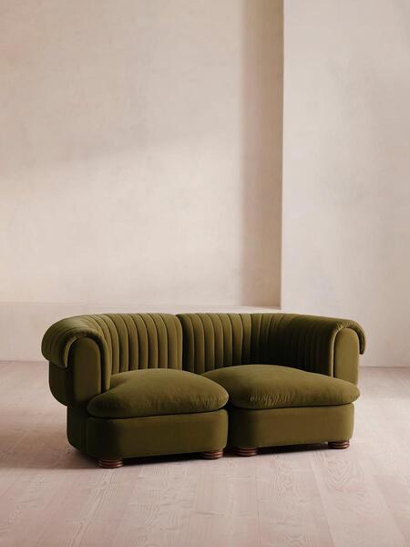  Soho Home Rava Modular Sofa, Three Seater, Velvet, Olive 