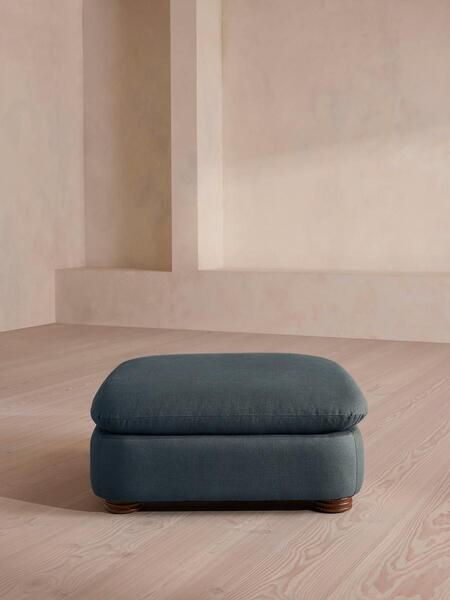  Soho Home Rava Ottoman, Linen, Prussian Blue 