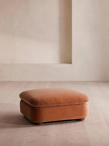  Soho Home Rava Ottoman, Velvet, Antique Rose 