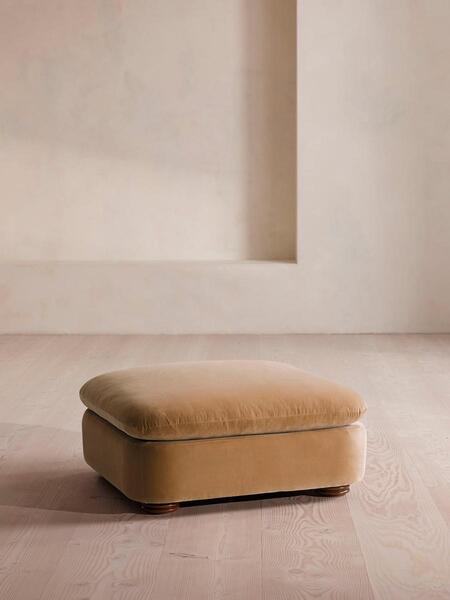  Soho Home Rava Ottoman, Velvet, Camel 