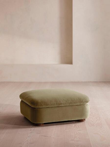  Soho Home Rava Ottoman, Velvet, Lichen 