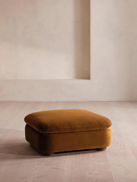  Soho Home Rava Ottoman, Velvet, Mustard 