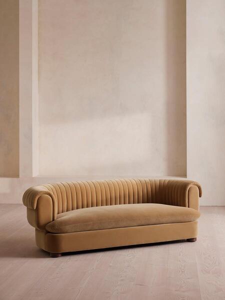  Soho Home Rava Three Seater Sofa, Velvet, Camel 
