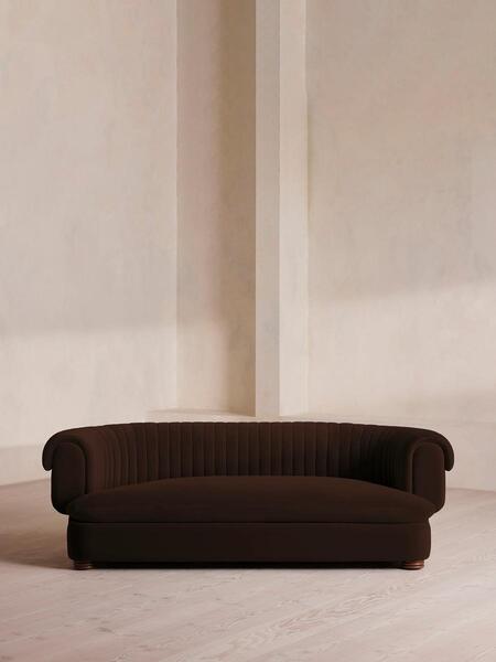  Soho Home Rava Three Seater Sofa, Velvet, Chocolate 