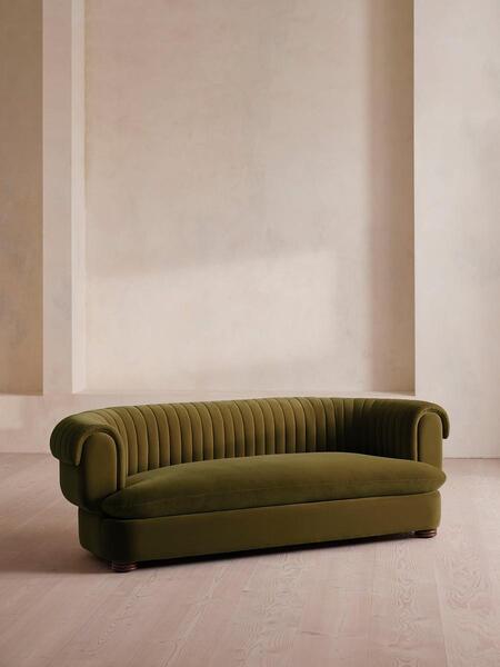  Soho Home Rava Three Seater Sofa, Velvet, Olive 