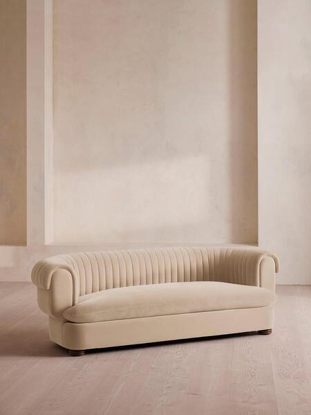  Soho Home Rava Three Seater Sofa, Velvet, Porcelain 