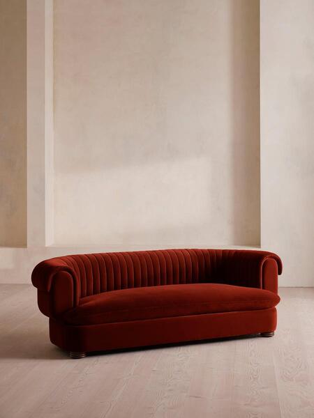  Soho Home Rava Three Seater Sofa, Velvet, Rust 