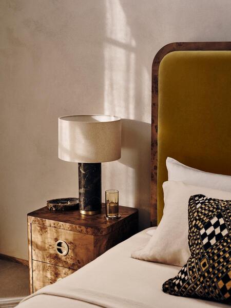  Soho Home Remi Stone Table Lamp, Brown 