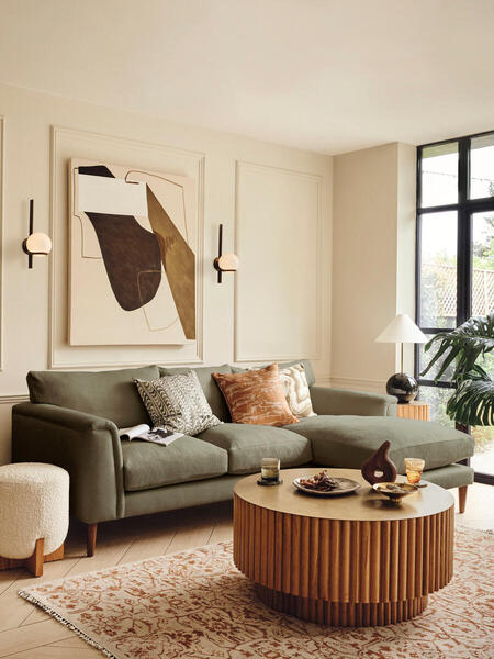  Soho Home Reya Chaise End Sofa, Linen, Sage 