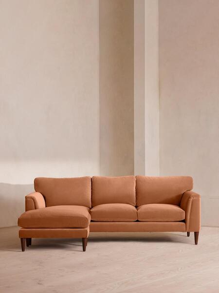  Soho Home Reya Chaise End Sofa, Velvet, Antique Rose 