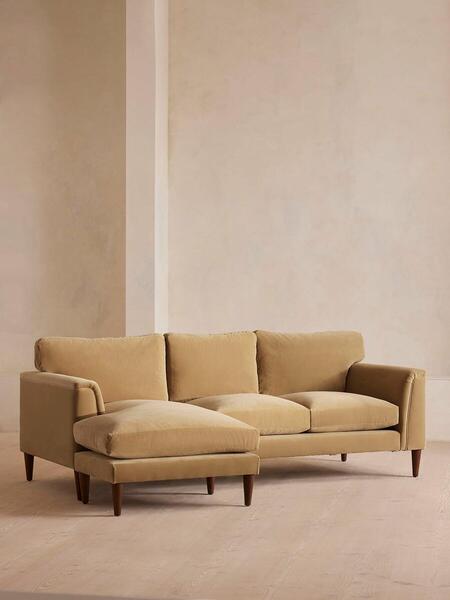  Soho Home Reya Chaise End Sofa, Velvet, Camel 
