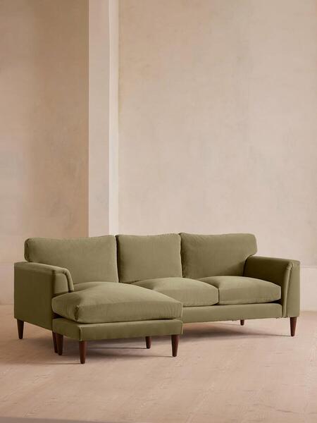  Soho Home Reya Chaise End Sofa, Velvet, Lichen 