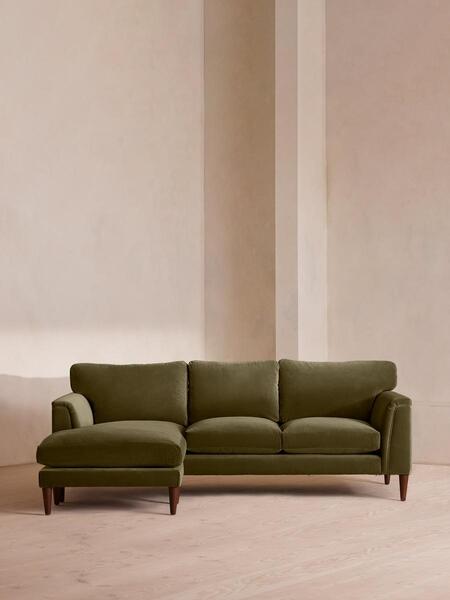  Soho Home Reya Chaise End Sofa, Velvet, Olive 