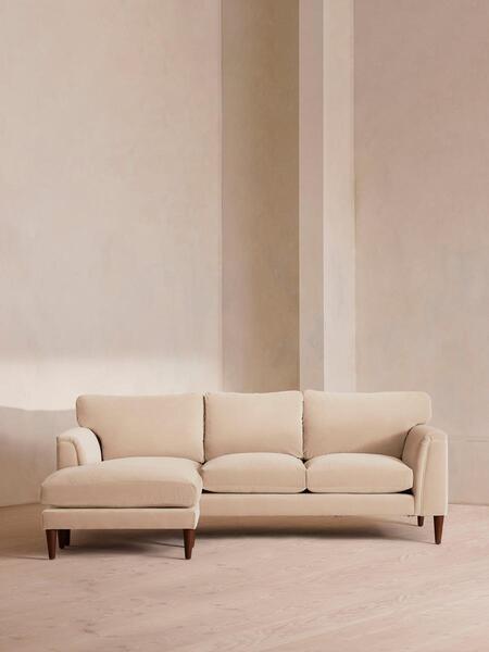  Soho Home Reya Chaise End Sofa, Velvet, Porcelain 