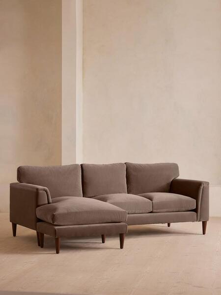  Soho Home Reya Chaise End Sofa, Velvet, Taupe 