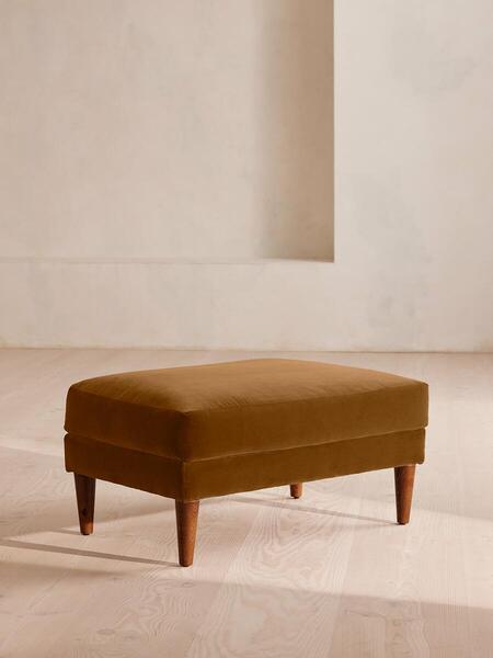  Soho Home Reya Ottoman, Velvet, Mustard 