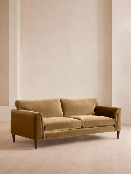  Soho Home Reya Three Seater Sofa, Velvet, Camel 