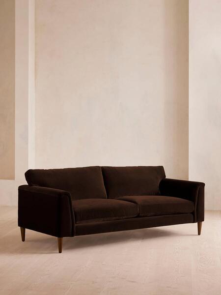  Soho Home Reya Three Seater, Sofa, Velvet, Chocolate 