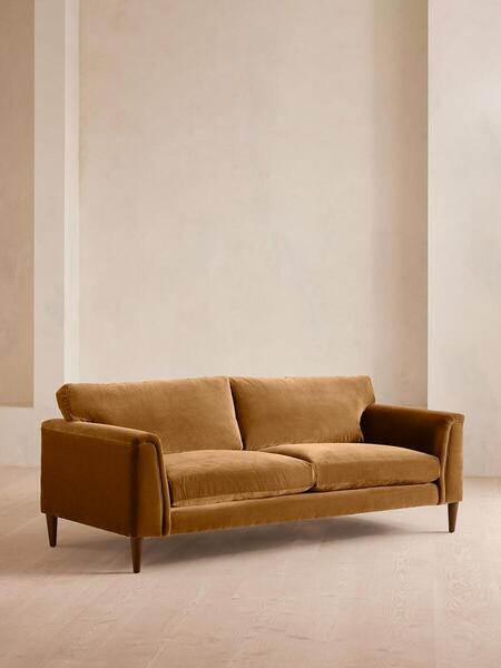  Soho Home Reya Three Seater Sofa, Velvet, Mustard 