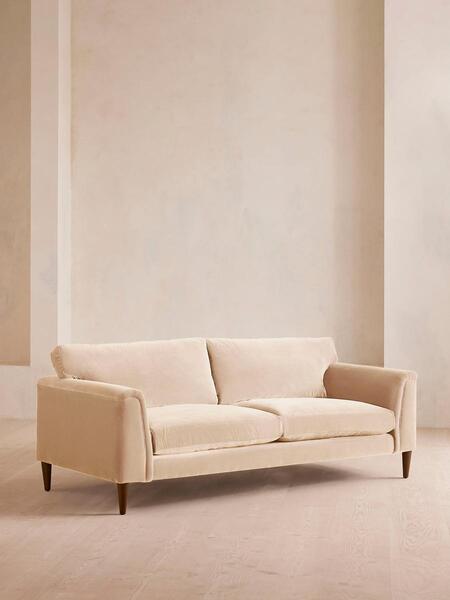  Soho Home Reya Three Seater Sofa, Velvet, Porcelain 
