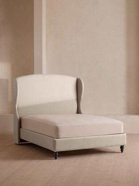  Soho Home Rivas Bed, Double, Linen, Bisque 