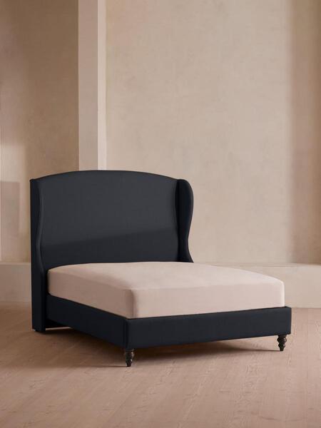  Soho Home Rivas Bed, Double, Linen, Indigo 