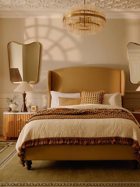  Soho Home Rivas Bed, Double, Velvet, Camel 