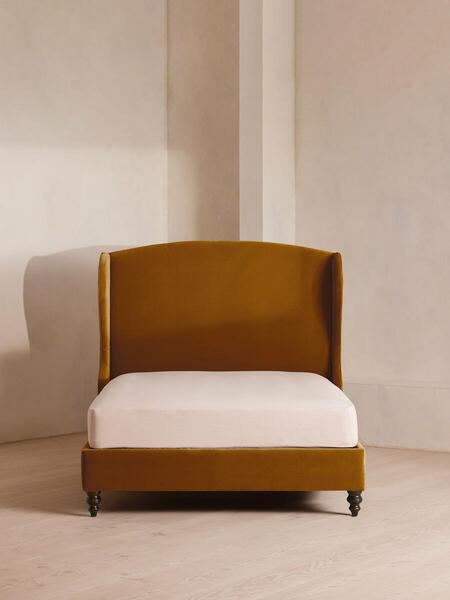  Soho Home Rivas Bed, King, Velvet, Mustard 