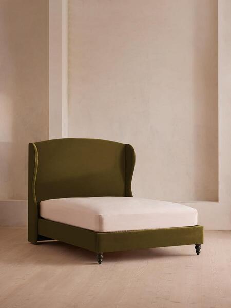  Soho Home Rivas Bed, King, Velvet, Olive 